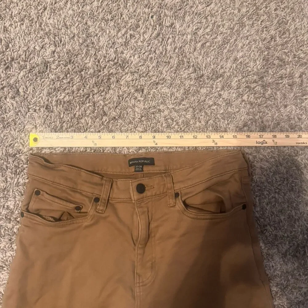 Banana Republic Men’s 32x34 Brown Slim Fit Twill Flat Front Chino Pants Pockets